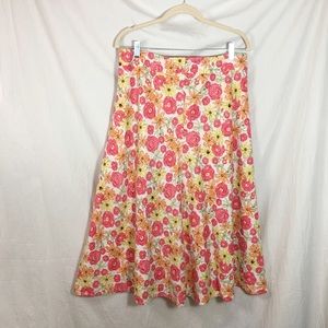 Christopher & Banks Linen Rayon Floral Skirt